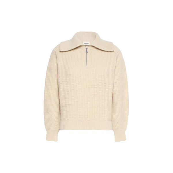 Max Mara Laser Wool Half-Zip Roll-Neck Jumper in Ice Grey | Turtlenecks | Coveti