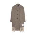 Max Mara Latino Wool-Blend Tweed Coat with Scarf in Brown | Wool Coat | Coveti