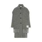 Max Mara Latino Wool-Blend Tweed Coat with Scarf in Dark Grey | Wool Coat | Coveti