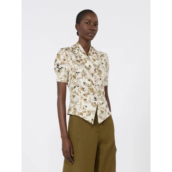 Max Mara Leale Printed Silk Twill Shirt in White | Shirts | Coveti