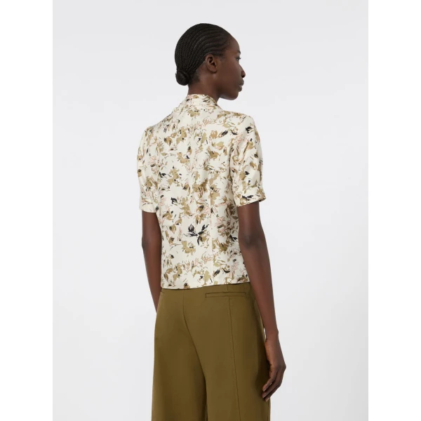 Max Mara Leale Printed Silk Twill Shirt in White | Shirts | Coveti