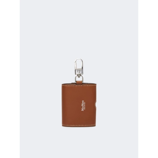 Max Mara Leather Earphone Pouch in Amber Brown | Wallets & Purses | Coveti