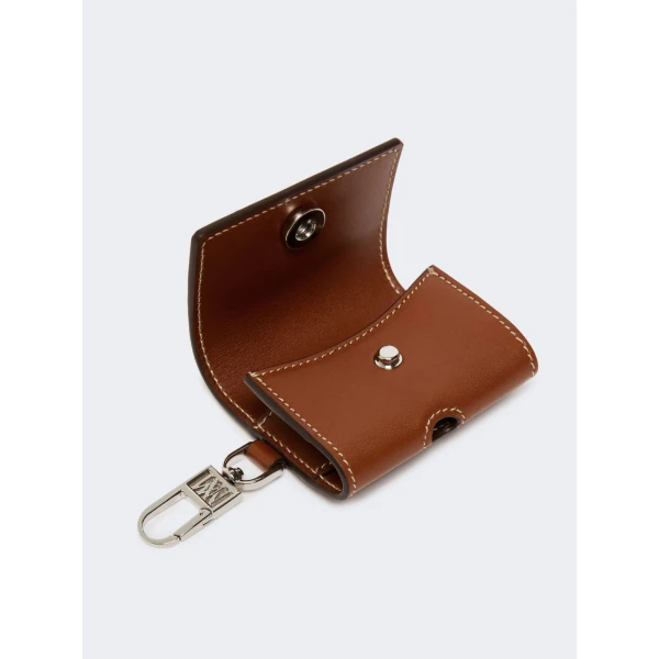 Max Mara Leather Earphone Pouch in Amber Brown | Wallets & Purses | Coveti
