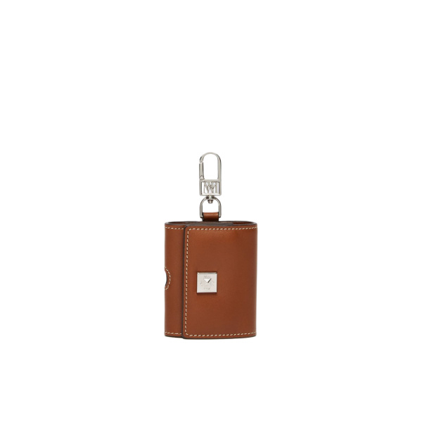 Max Mara Leather Earphone Pouch in Amber Brown | Wallets & Purses | Coveti