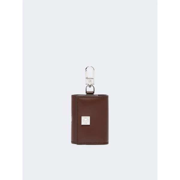 Max Mara Leather Earphone Pouch in Cocoa | Wallets & Purses | Coveti