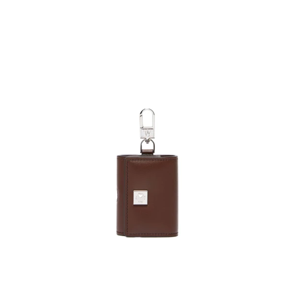 Leather Earphone Pouch in Cocoa