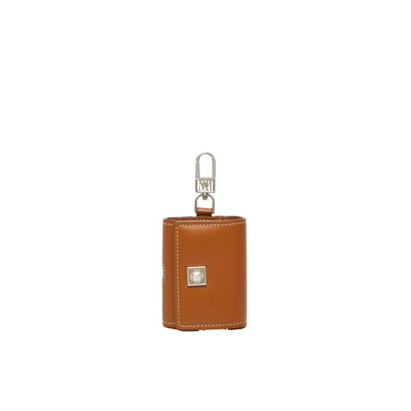 Leather Earphone Pouch in Rust
