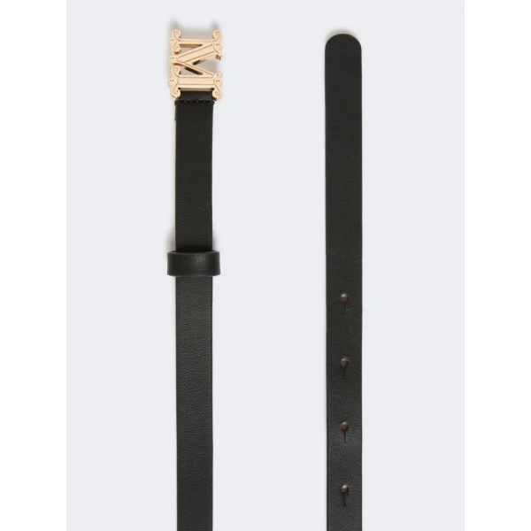 Max Mara Leather Monogram Belt in Black | Belts | Coveti
