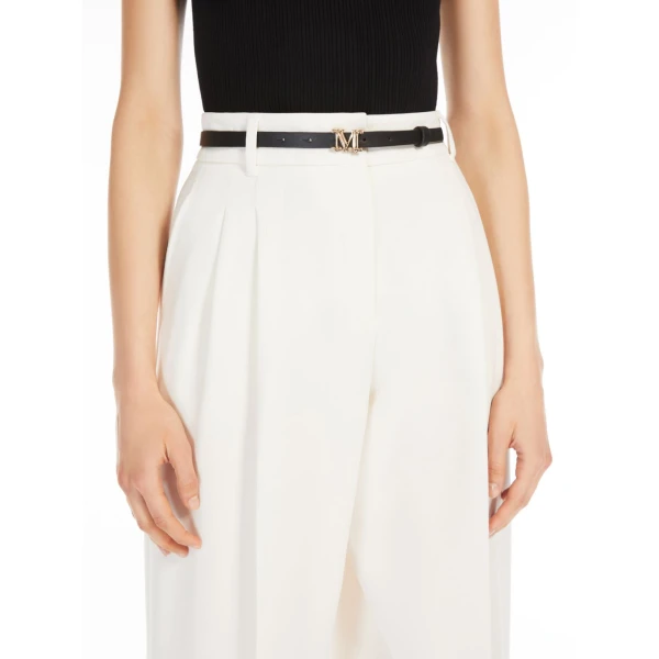 Max Mara Leather Monogram Belt in Black | Belts | Coveti