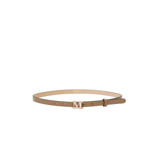 Leather Monogram Belt in Mud