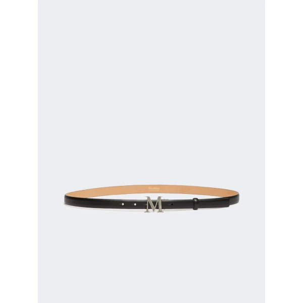 Max Mara Leather Monogram Trouser Belt in Black | Belts | Coveti