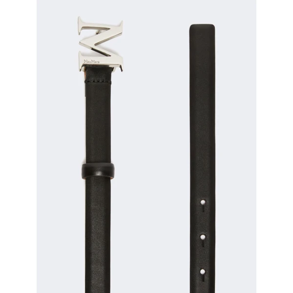 Max Mara Leather Monogram Trouser Belt in Black | Belts | Coveti