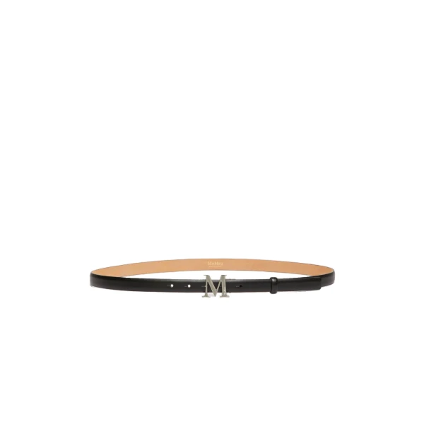 Leather Monogram Trouser Belt in Black