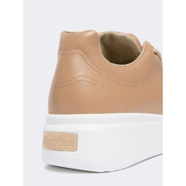 Max Mara Leather Trainers in Ivory | Sneakers | Coveti