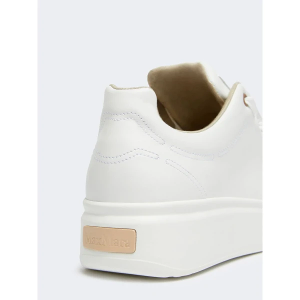 Max Mara Leather Trainers in Optical White | Sneakers | Coveti