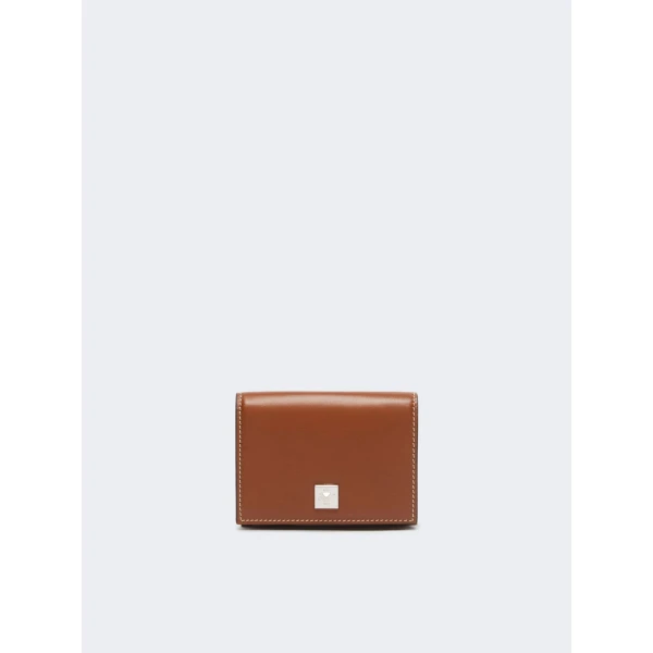 Max Mara Leather Tri-Fold Purse in Amber Brown | Wallets & Purses | Coveti