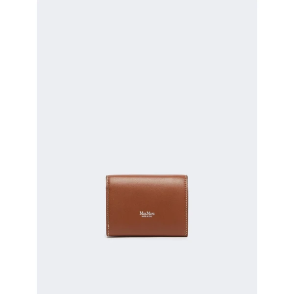 Max Mara Leather Tri-Fold Purse in Amber Brown | Wallets & Purses | Coveti