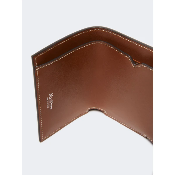 Max Mara Leather Tri-Fold Purse in Amber Brown | Wallets & Purses | Coveti