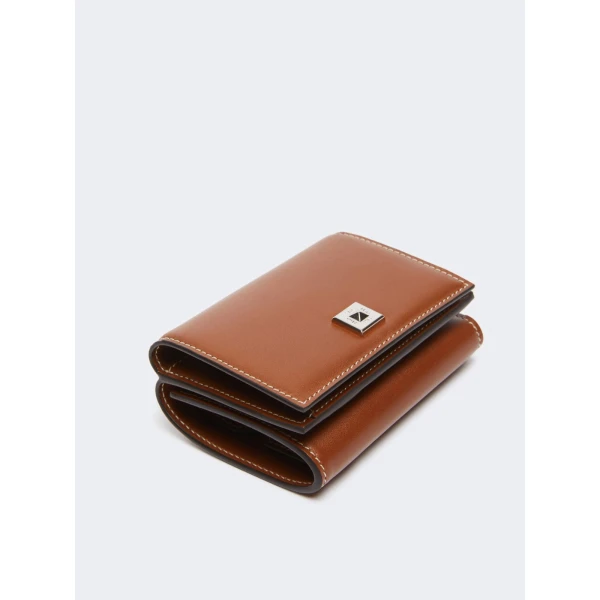 Max Mara Leather Tri-Fold Purse in Amber Brown | Wallets & Purses | Coveti