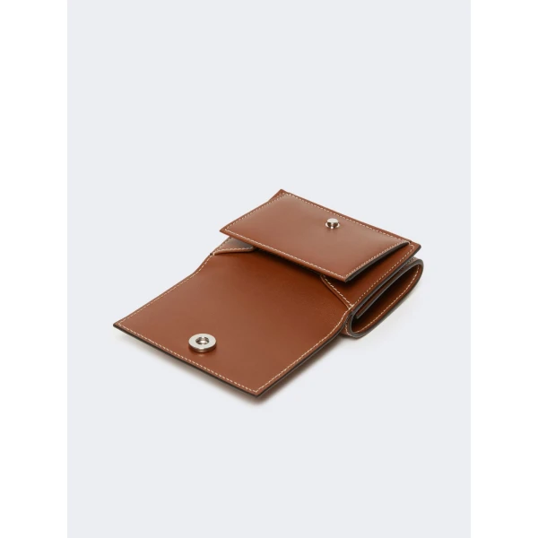 Max Mara Leather Tri-Fold Purse in Amber Brown | Wallets & Purses | Coveti