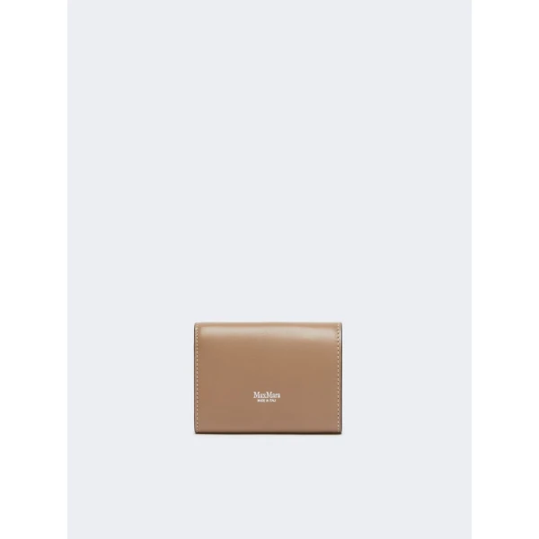 Max Mara Leather Tri-Fold Purse in Mud | Wallets & Purses | Coveti