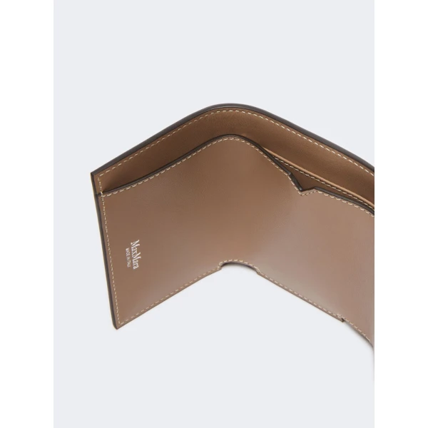 Max Mara Leather Tri-Fold Purse in Mud | Wallets & Purses | Coveti