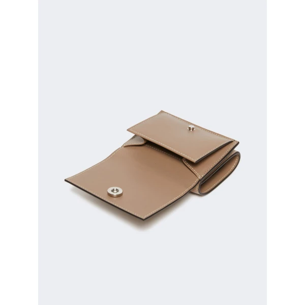 Max Mara Leather Tri-Fold Purse in Mud | Wallets & Purses | Coveti
