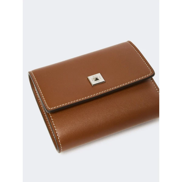 Max Mara Leather Tri-Fold Wallet in Amber Brown | Wallets & Purses | Coveti
