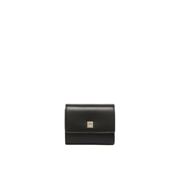 Leather Tri-Fold Wallet in Black