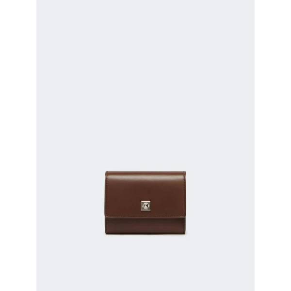 Max Mara Leather Tri-Fold Wallet in Cocoa | Wallets & Purses | Coveti