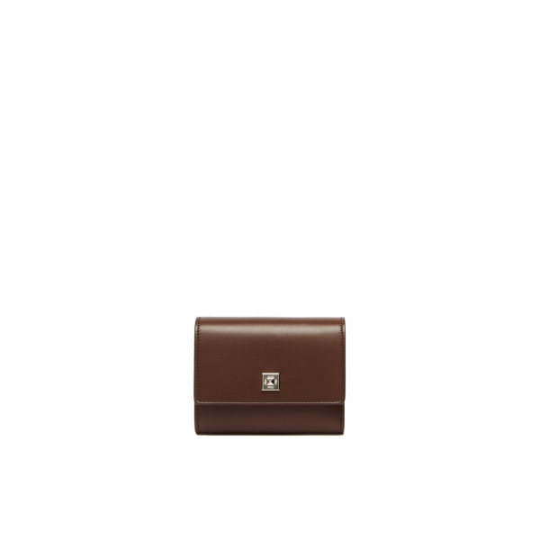 Max Mara Leather Tri-Fold Wallet in Cocoa | Wallets & Purses | Coveti