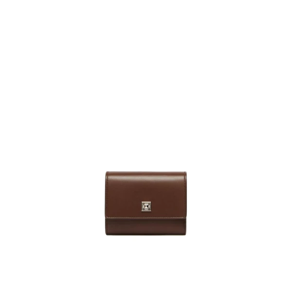 Leather Tri-Fold Wallet in Cocoa