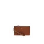 Max Mara Leather Wrist Strap Pouch in Amber Brown | Wallets & Purses | Coveti