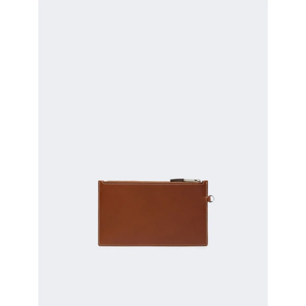 Max Mara Leather Wrist Strap Pouch in Amber Brown | Wallets & Purses | Coveti