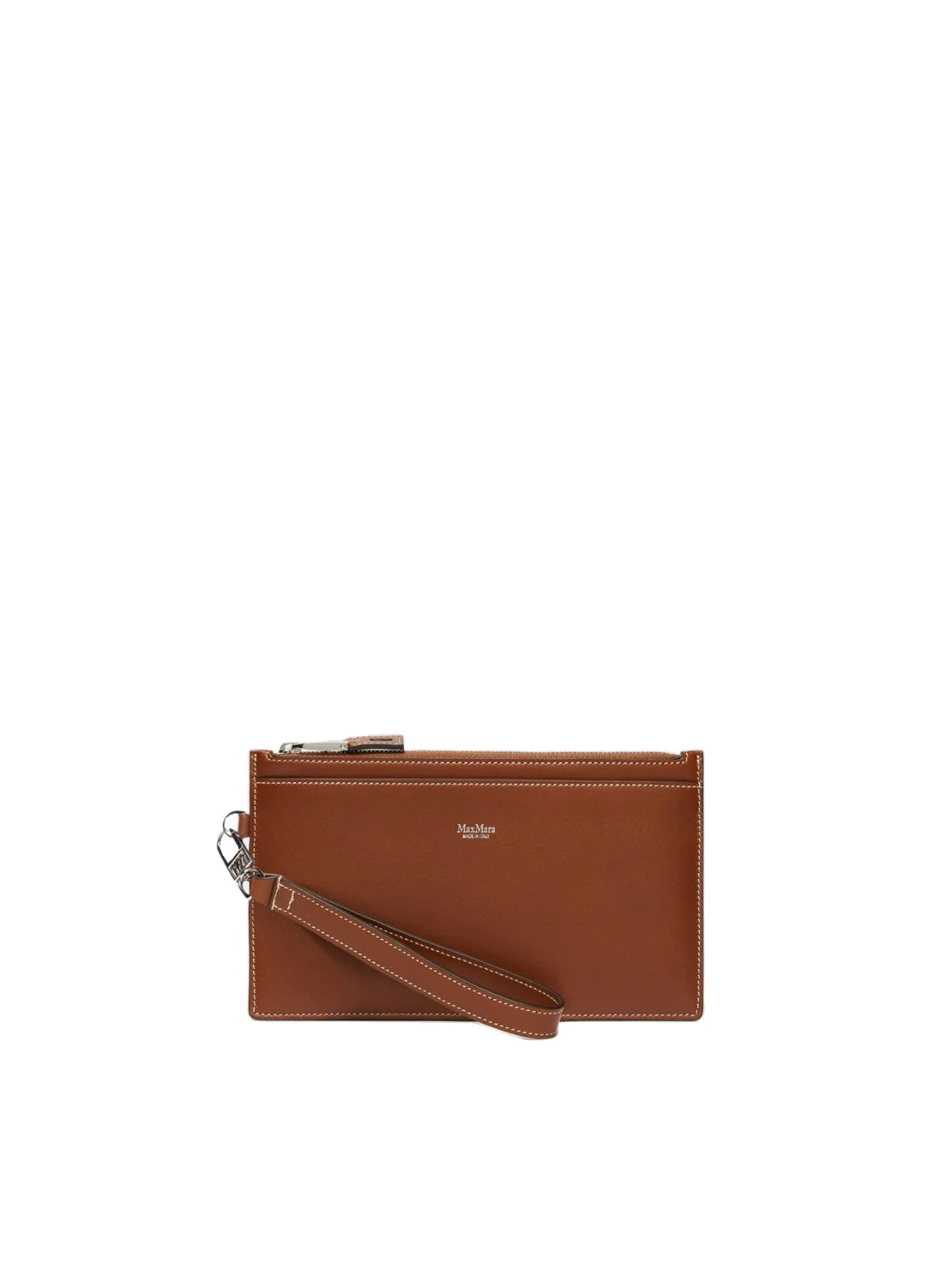 Max Mara Leather Wrist Strap Pouch in Amber Brown Max Mara Leather Wrist Strap Pouch in Amber Brown | Wallets & Purses | Coveti