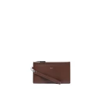 Max Mara Leather Wrist Strap Pouch in Cocoa | Wallets & Purses | Coveti