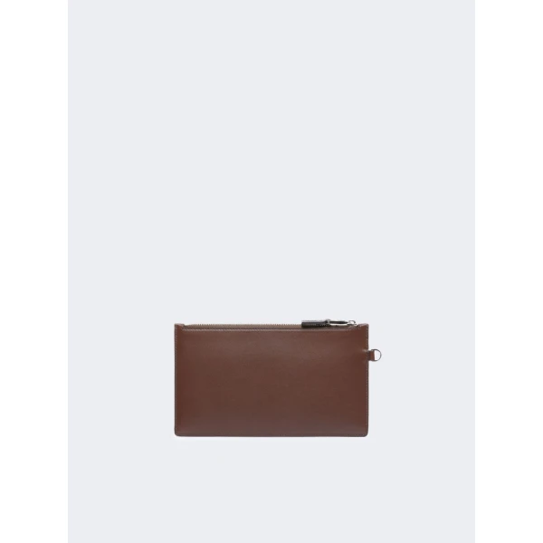 Max Mara Leather Wrist Strap Pouch in Cocoa | Wallets & Purses | Coveti