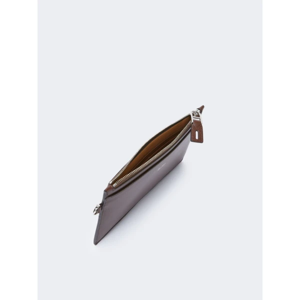 Max Mara Leather Wrist Strap Pouch in Cocoa | Wallets & Purses | Coveti