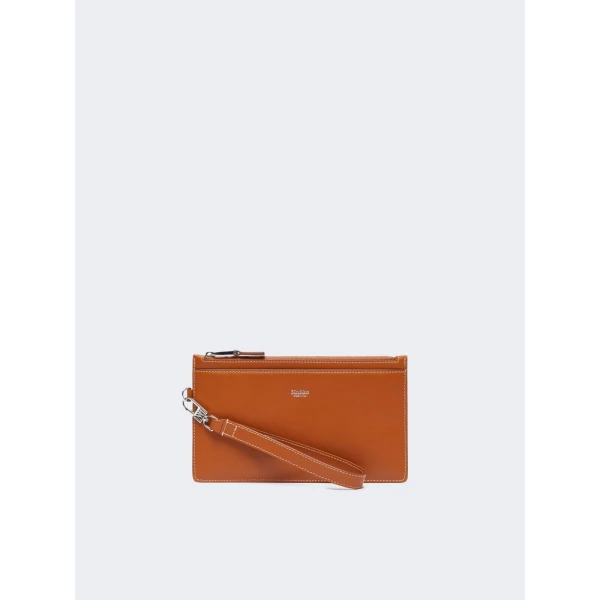Max Mara Leather Wrist Strap Pouch in Rust | Wallets & Purses | Coveti