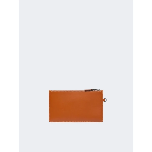 Max Mara Leather Wrist Strap Pouch in Rust | Wallets & Purses | Coveti