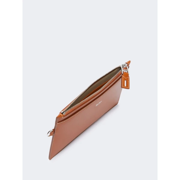 Max Mara Leather Wrist Strap Pouch in Rust | Wallets & Purses | Coveti