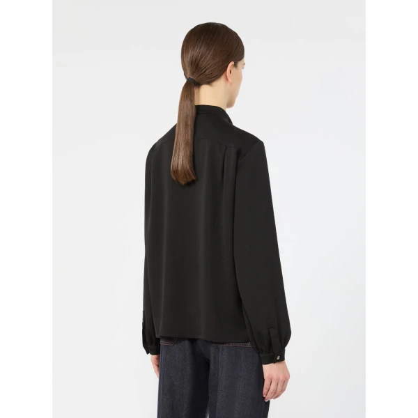 Max Mara Leccio Ruffled Silk Charmeuse Shirt in Black | Shirts | Coveti