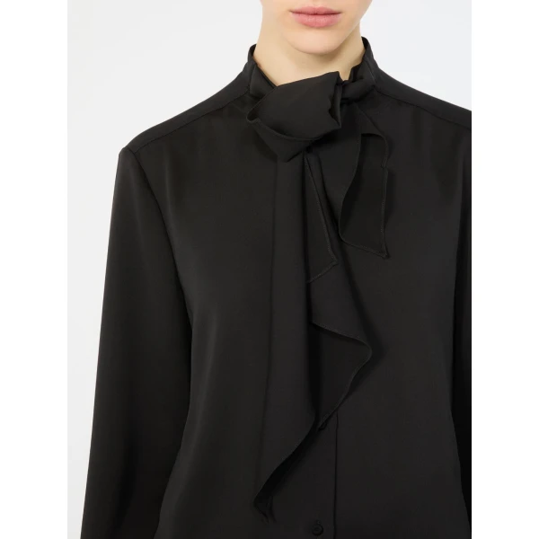 Max Mara Leccio Ruffled Silk Charmeuse Shirt in Black | Shirts | Coveti