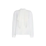 Max Mara Leccio Ruffled Silk Charmeuse Shirt in Silk White | Shirts | Coveti