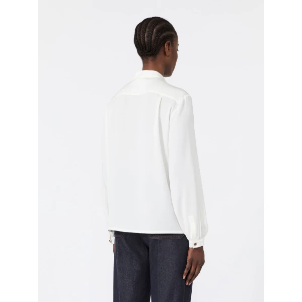 Max Mara Leccio Ruffled Silk Charmeuse Shirt in Silk White | Shirts | Coveti