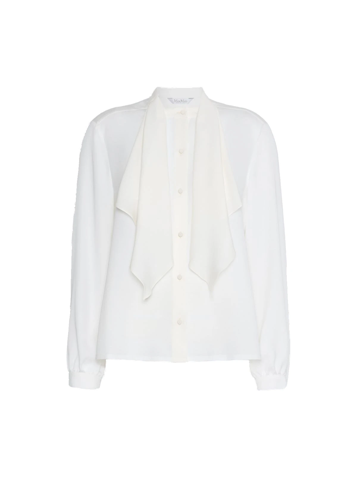 Max Mara Leccio Ruffled Silk Charmeuse Shirt in Silk White Max Mara Leccio Ruffled Silk Charmeuse Shirt in Silk White | Shirts | Coveti