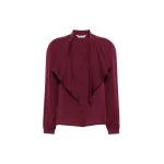 Max Mara Leccio Ruffled Silk Charmeuse Shirt in Wine | Shirts | Coveti