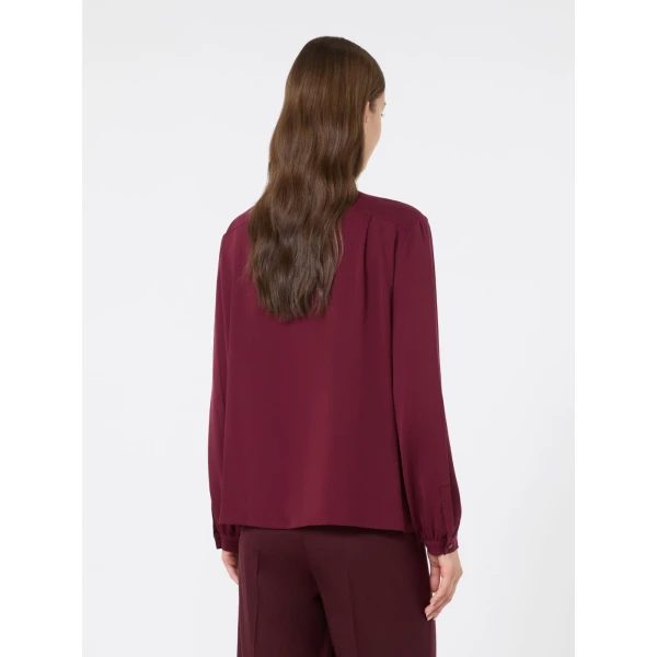 Max Mara Leccio Ruffled Silk Charmeuse Shirt in Wine | Shirts | Coveti