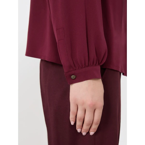 Max Mara Leccio Ruffled Silk Charmeuse Shirt in Wine | Shirts | Coveti