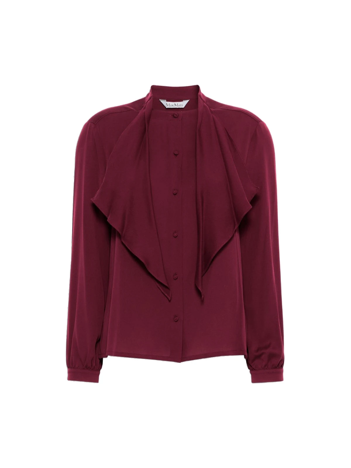 Max Mara Leccio Ruffled Silk Charmeuse Shirt in Wine Max Mara Leccio Ruffled Silk Charmeuse Shirt in Wine | Shirts | Coveti